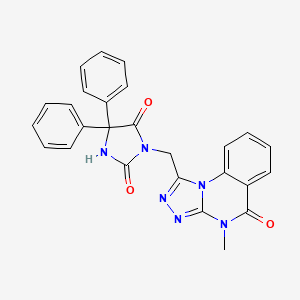 molecular formula C26H20N6O3 B7536720 3-[(4-Methyl-5-oxo-[1,2,4]triazolo[4,3-a]quinazolin-1-yl)methyl]-5,5-diphenylimidazolidine-2,4-dione 