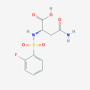 molecular formula C10H11FN2O5S B7536731 (2S)-4-amino-2-[(2-fluorophenyl)sulfonylamino]-4-oxobutanoic acid 