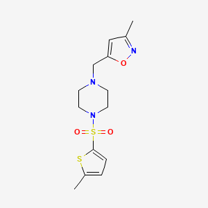 molecular formula C14H19N3O3S2 B7536757 3-Methyl-5-[[4-(5-methylthiophen-2-yl)sulfonylpiperazin-1-yl]methyl]-1,2-oxazole 