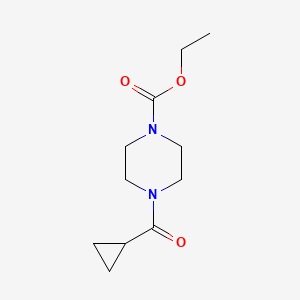 molecular formula C11H18N2O3 B7536776 Ethyl 4-(cyclopropanecarbonyl)piperazine-1-carboxylate 
