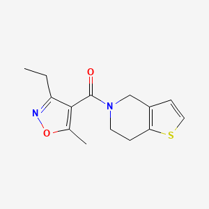molecular formula C14H16N2O2S B7536790 6,7-dihydro-4H-thieno[3,2-c]pyridin-5-yl-(3-ethyl-5-methyl-1,2-oxazol-4-yl)methanone 