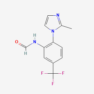 molecular formula C12H10F3N3O B7536793 N-[2-(2-methylimidazol-1-yl)-5-(trifluoromethyl)phenyl]formamide 