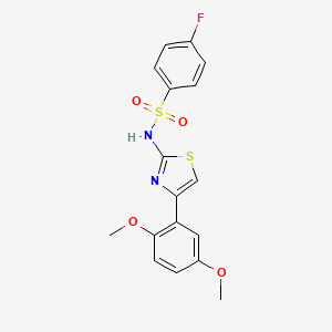 molecular formula C17H15FN2O4S2 B7536829 N-[4-(2,5-Dimethoxyphenyl)-2-thiazolyl]-4-fluorobenzenesulfonamide 