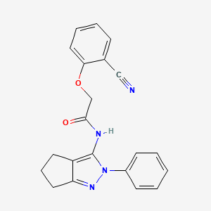molecular formula C21H18N4O2 B7536851 2-(2-cyanophenoxy)-N-(2-phenyl-5,6-dihydro-4H-cyclopenta[c]pyrazol-3-yl)acetamide 
