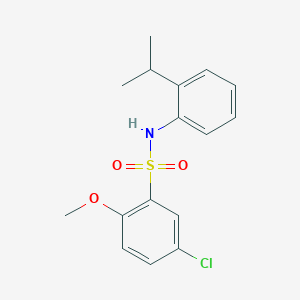 molecular formula C16H18ClNO3S B7536859 5-chloro-2-methoxy-N-(2-propan-2-ylphenyl)benzenesulfonamide 