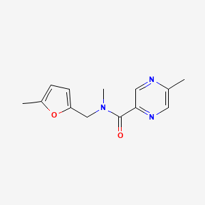 molecular formula C13H15N3O2 B7536901 N,5-dimethyl-N-[(5-methylfuran-2-yl)methyl]pyrazine-2-carboxamide 