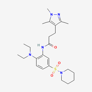 molecular formula C24H37N5O3S B7536926 N-[2-(diethylamino)-5-piperidin-1-ylsulfonylphenyl]-3-(1,3,5-trimethylpyrazol-4-yl)propanamide 