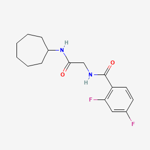 molecular formula C16H20F2N2O2 B7536996 N-[2-(cycloheptylamino)-2-oxoethyl]-2,4-difluorobenzamide 