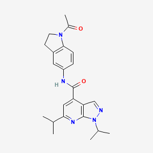 molecular formula C23H27N5O2 B7537009 N-(1-acetyl-2,3-dihydroindol-5-yl)-1,6-di(propan-2-yl)pyrazolo[3,4-b]pyridine-4-carboxamide 