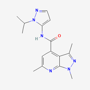 molecular formula C16H20N6O B7537015 1,3,6-trimethyl-N-(2-propan-2-ylpyrazol-3-yl)pyrazolo[3,4-b]pyridine-4-carboxamide 