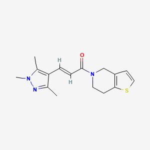 molecular formula C16H19N3OS B7537031 (E)-1-(6,7-dihydro-4H-thieno[3,2-c]pyridin-5-yl)-3-(1,3,5-trimethylpyrazol-4-yl)prop-2-en-1-one 