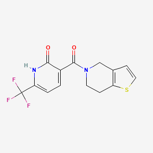 molecular formula C14H11F3N2O2S B7537040 3-(6,7-dihydro-4H-thieno[3,2-c]pyridine-5-carbonyl)-6-(trifluoromethyl)-1H-pyridin-2-one 