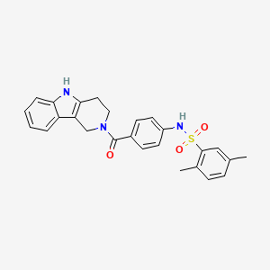 molecular formula C26H25N3O3S B7537048 2,5-dimethyl-N-[4-(1,3,4,5-tetrahydropyrido[4,3-b]indole-2-carbonyl)phenyl]benzenesulfonamide 