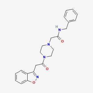 molecular formula C22H24N4O3 B7537049 2-[4-[2-(1,2-benzoxazol-3-yl)acetyl]piperazin-1-yl]-N-benzylacetamide 