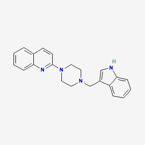 molecular formula C22H22N4 B7537062 2-[4-(1H-indol-3-ylmethyl)piperazin-1-yl]quinoline 