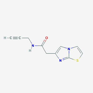 molecular formula C10H9N3OS B7537129 2-imidazo[2,1-b][1,3]thiazol-6-yl-N-prop-2-ynylacetamide 