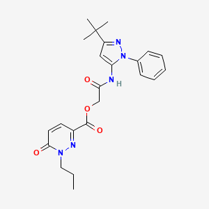 molecular formula C23H27N5O4 B7537140 [2-[(5-Tert-butyl-2-phenylpyrazol-3-yl)amino]-2-oxoethyl] 6-oxo-1-propylpyridazine-3-carboxylate 