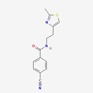 molecular formula C14H13N3OS B7537147 4-cyano-N-[2-(2-methyl-1,3-thiazol-4-yl)ethyl]benzamide 