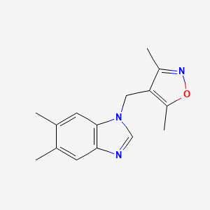 molecular formula C15H17N3O B7537193 4-[(5,6-Dimethylbenzimidazol-1-yl)methyl]-3,5-dimethyl-1,2-oxazole 