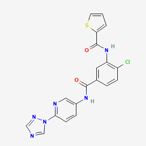 molecular formula C19H13ClN6O2S B7537218 N-[2-chloro-5-[[6-(1,2,4-triazol-1-yl)pyridin-3-yl]carbamoyl]phenyl]thiophene-2-carboxamide 