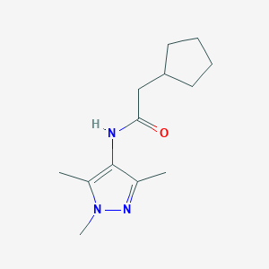 molecular formula C13H21N3O B7537233 2-cyclopentyl-N-(1,3,5-trimethylpyrazol-4-yl)acetamide 