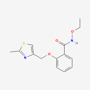 molecular formula C14H16N2O3S B7537263 N-ethoxy-2-[(2-methyl-1,3-thiazol-4-yl)methoxy]benzamide 
