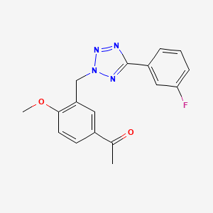 molecular formula C17H15FN4O2 B7537277 1-[3-[[5-(3-Fluorophenyl)tetrazol-2-yl]methyl]-4-methoxyphenyl]ethanone 