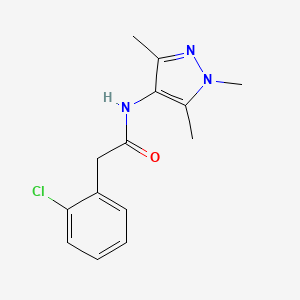 molecular formula C14H16ClN3O B7537319 2-(2-chlorophenyl)-N-(1,3,5-trimethylpyrazol-4-yl)acetamide 