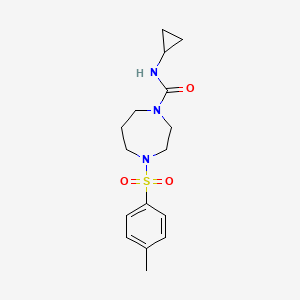 molecular formula C16H23N3O3S B7537336 N-cyclopropyl-4-(4-methylphenyl)sulfonyl-1,4-diazepane-1-carboxamide 