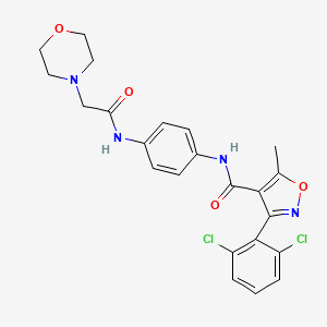 molecular formula C23H22Cl2N4O4 B7537347 3-(2,6-dichlorophenyl)-5-methyl-N-[4-[(2-morpholin-4-ylacetyl)amino]phenyl]-1,2-oxazole-4-carboxamide 