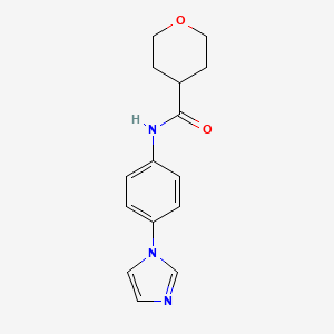 molecular formula C15H17N3O2 B7537359 N-(4-imidazol-1-ylphenyl)oxane-4-carboxamide 