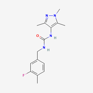 molecular formula C15H19FN4O B7537423 1-[(3-Fluoro-4-methylphenyl)methyl]-3-(1,3,5-trimethylpyrazol-4-yl)urea 
