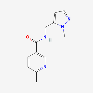 molecular formula C12H14N4O B7537448 6-methyl-N-[(2-methylpyrazol-3-yl)methyl]pyridine-3-carboxamide 