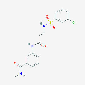 molecular formula C17H18ClN3O4S B7537471 3-[3-[(3-chlorophenyl)sulfonylamino]propanoylamino]-N-methylbenzamide 