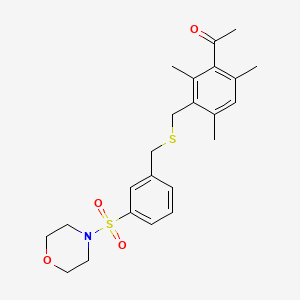 molecular formula C23H29NO4S2 B7537493 1-[2,4,6-Trimethyl-3-[(3-morpholin-4-ylsulfonylphenyl)methylsulfanylmethyl]phenyl]ethanone 