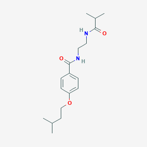 molecular formula C18H28N2O3 B7537516 4-(3-methylbutoxy)-N-[2-(2-methylpropanoylamino)ethyl]benzamide 
