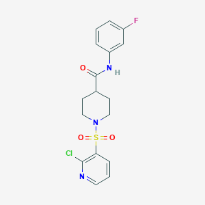 molecular formula C17H17ClFN3O3S B7537573 1-(2-chloropyridin-3-yl)sulfonyl-N-(3-fluorophenyl)piperidine-4-carboxamide 