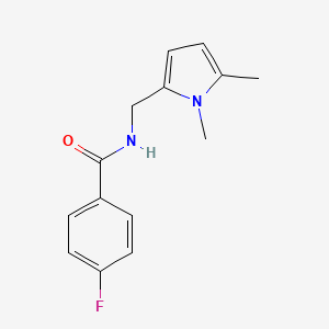 molecular formula C14H15FN2O B7537597 N-[(1,5-dimethylpyrrol-2-yl)methyl]-4-fluorobenzamide 