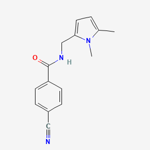 molecular formula C15H15N3O B7537625 4-cyano-N-[(1,5-dimethylpyrrol-2-yl)methyl]benzamide 
