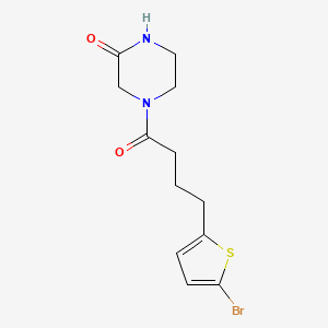molecular formula C12H15BrN2O2S B7537634 4-[4-(5-Bromothiophen-2-yl)butanoyl]piperazin-2-one 