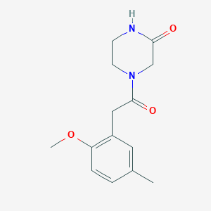 molecular formula C14H18N2O3 B7537657 4-[2-(2-Methoxy-5-methylphenyl)acetyl]piperazin-2-one 