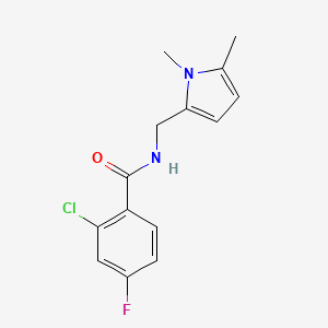 molecular formula C14H14ClFN2O B7537662 2-chloro-N-[(1,5-dimethylpyrrol-2-yl)methyl]-4-fluorobenzamide 