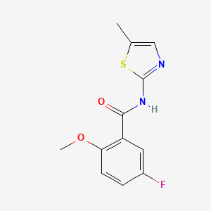 molecular formula C12H11FN2O2S B7537701 5-fluoro-2-methoxy-N-(5-methyl-1,3-thiazol-2-yl)benzamide 