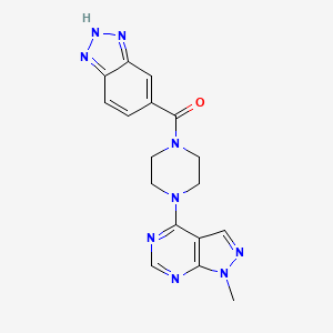 molecular formula C17H17N9O B7537713 2H-benzotriazol-5-yl-[4-(1-methylpyrazolo[3,4-d]pyrimidin-4-yl)piperazin-1-yl]methanone 