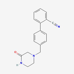 molecular formula C18H17N3O B7537732 2-[4-[(3-Oxopiperazin-1-yl)methyl]phenyl]benzonitrile 