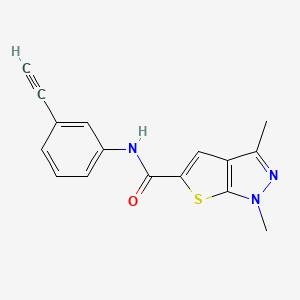 molecular formula C16H13N3OS B7537740 N-(3-ethynylphenyl)-1,3-dimethylthieno[2,3-c]pyrazole-5-carboxamide 