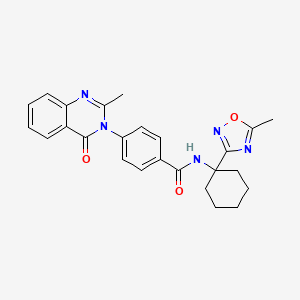 molecular formula C25H25N5O3 B7537767 N-[1-(5-methyl-1,2,4-oxadiazol-3-yl)cyclohexyl]-4-(2-methyl-4-oxoquinazolin-3-yl)benzamide 
