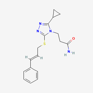 3-[3-cyclopropyl-5-[(E)-3-phenylprop-2-enyl]sulfanyl-1,2,4-triazol-4-yl]propanamide