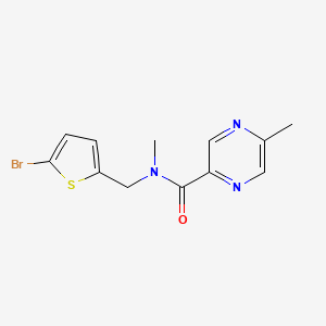 molecular formula C12H12BrN3OS B7537807 N-[(5-bromothiophen-2-yl)methyl]-N,5-dimethylpyrazine-2-carboxamide 