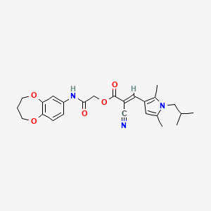 molecular formula C25H29N3O5 B7537812 [2-(3,4-dihydro-2H-1,5-benzodioxepin-7-ylamino)-2-oxoethyl] (E)-2-cyano-3-[2,5-dimethyl-1-(2-methylpropyl)pyrrol-3-yl]prop-2-enoate 